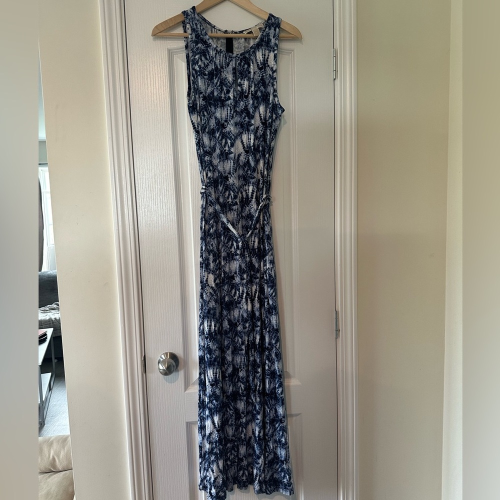 MICHAEL Michael Kors Blue and White Sleeveless Maxi Dress